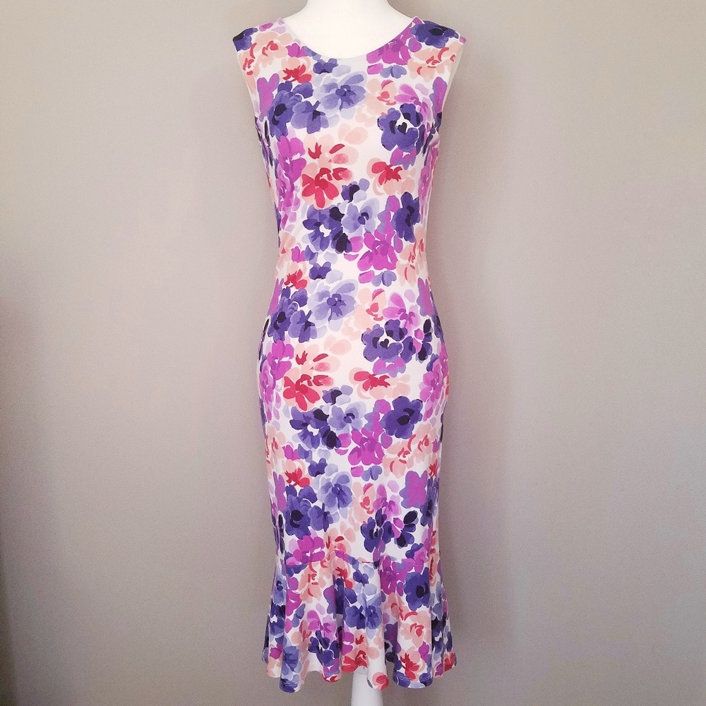 Ava Floral Ruffle Hem Sleeveless Dress